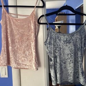 Two Crushed Velvet Tank Top Camisoles Size L SET